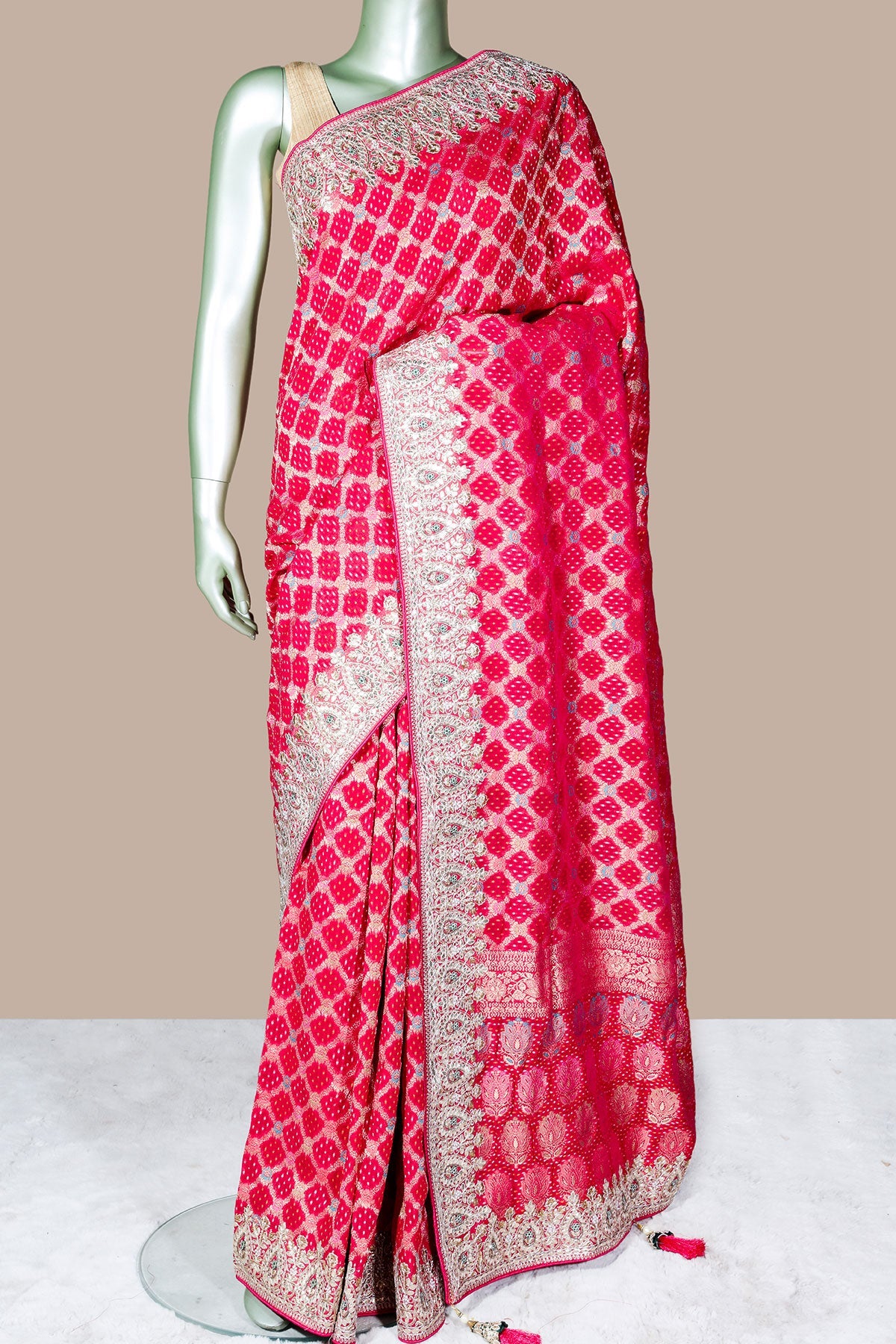 Rani Khaddi Saree – Elegant Embroidered Luxury Drape
