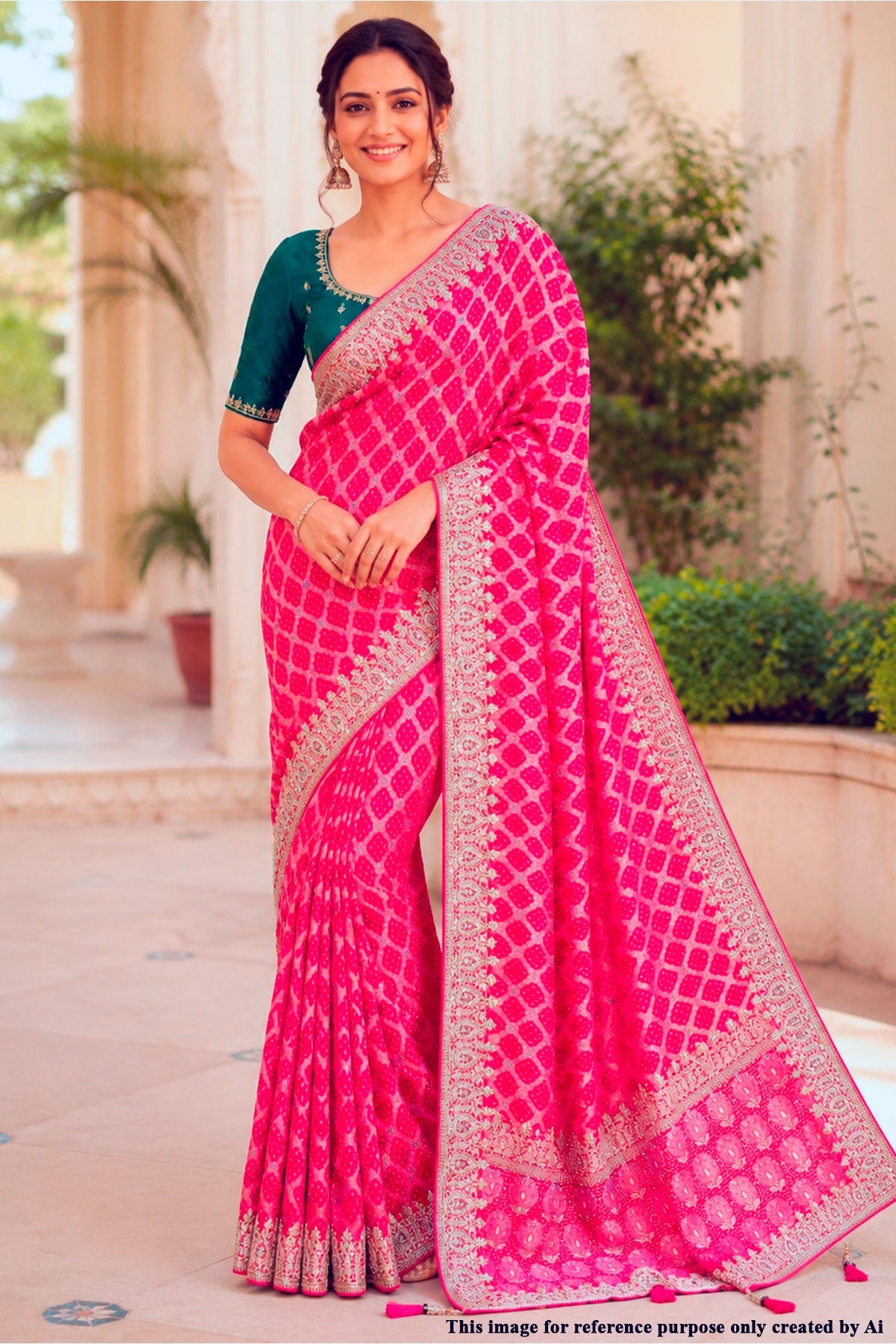 Rani Khaddi Saree – Elegant Embroidered Luxury Drape