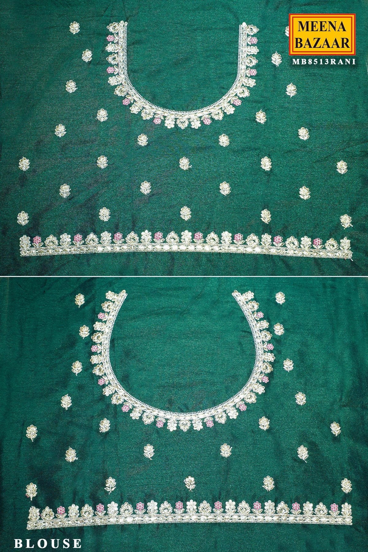 Royal Rani Khaddi Saree with Elegant Embroidered Detailing