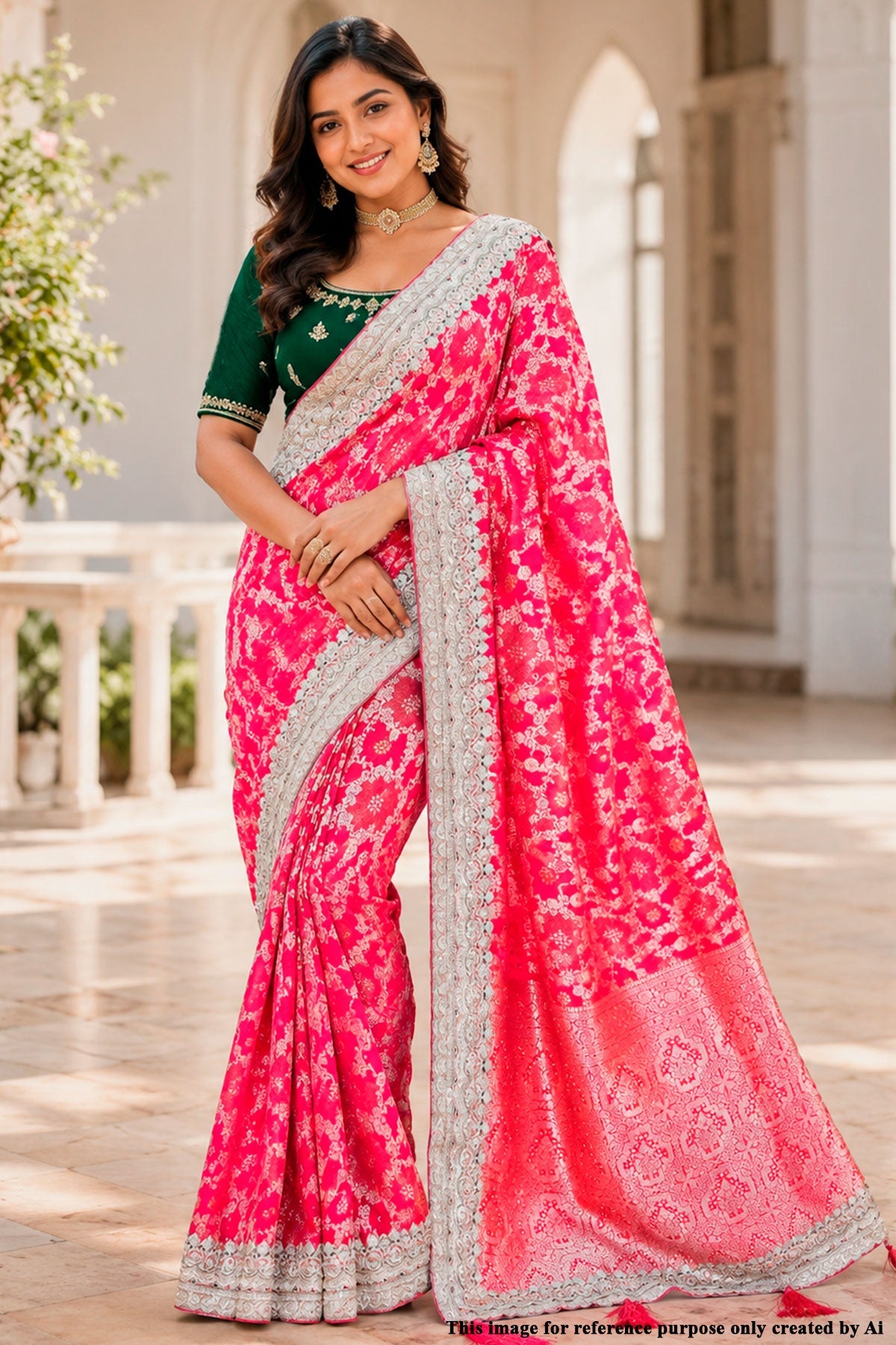 Royal Rani Khaddi Saree – Elegant Embroidered Draped Luxury