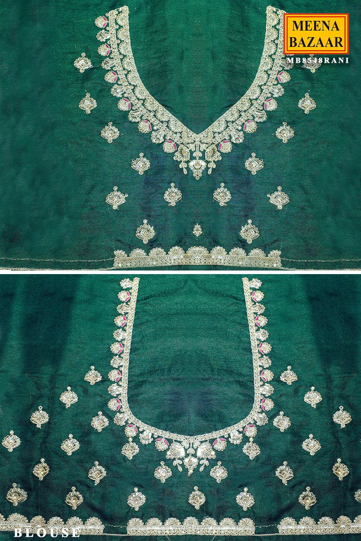 Rani Khaddi Saree with Elegant Embroidered Detailing