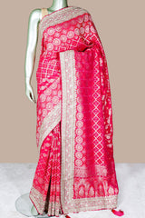 Rani Khaddi Saree with Elegant Embroidered Detailing
