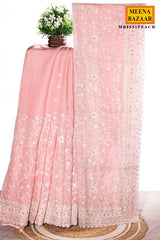 Peach Zari Jal Georgette Saree