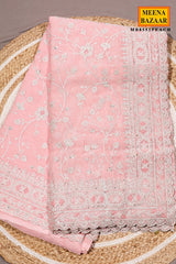 Peach Zari Jal Georgette Saree