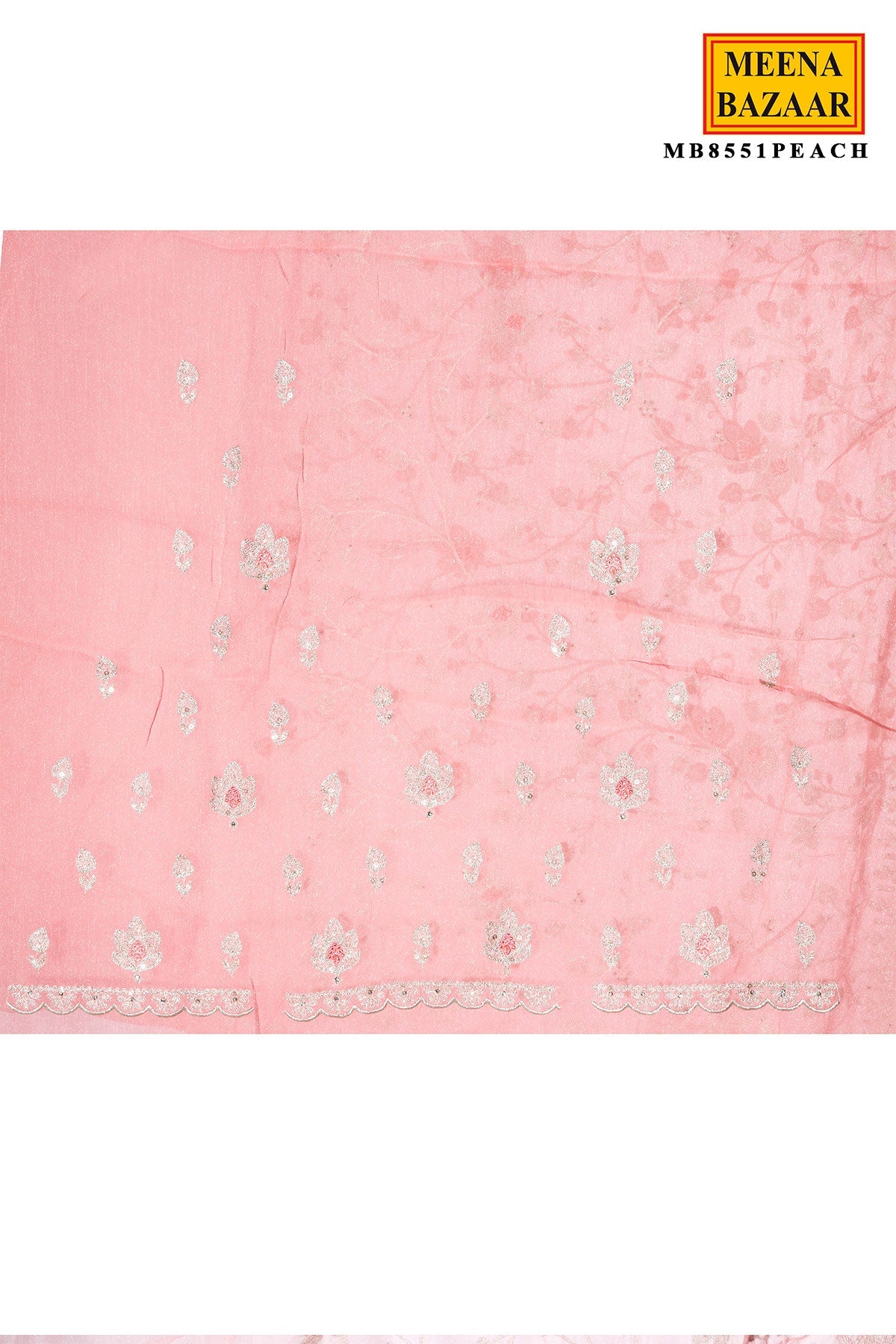 Peach Zari Jal Georgette Saree