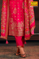 Rani Silk Neck Embroidered Ready Made Suit