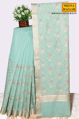 Sea Green Organza Resham Jaal Saree
