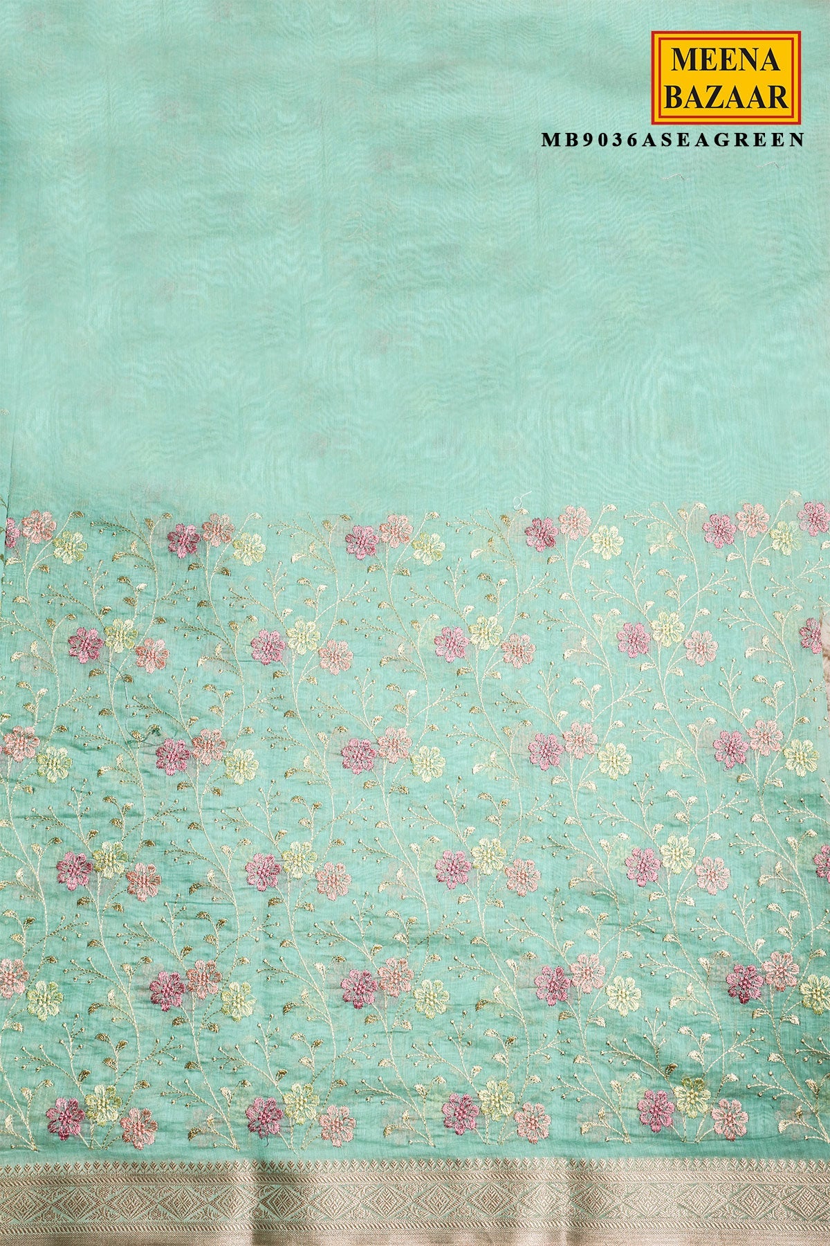 Sea Green Organza Resham Jaal Saree