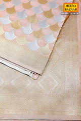 Light Peach Silk Zari Weaving Saree