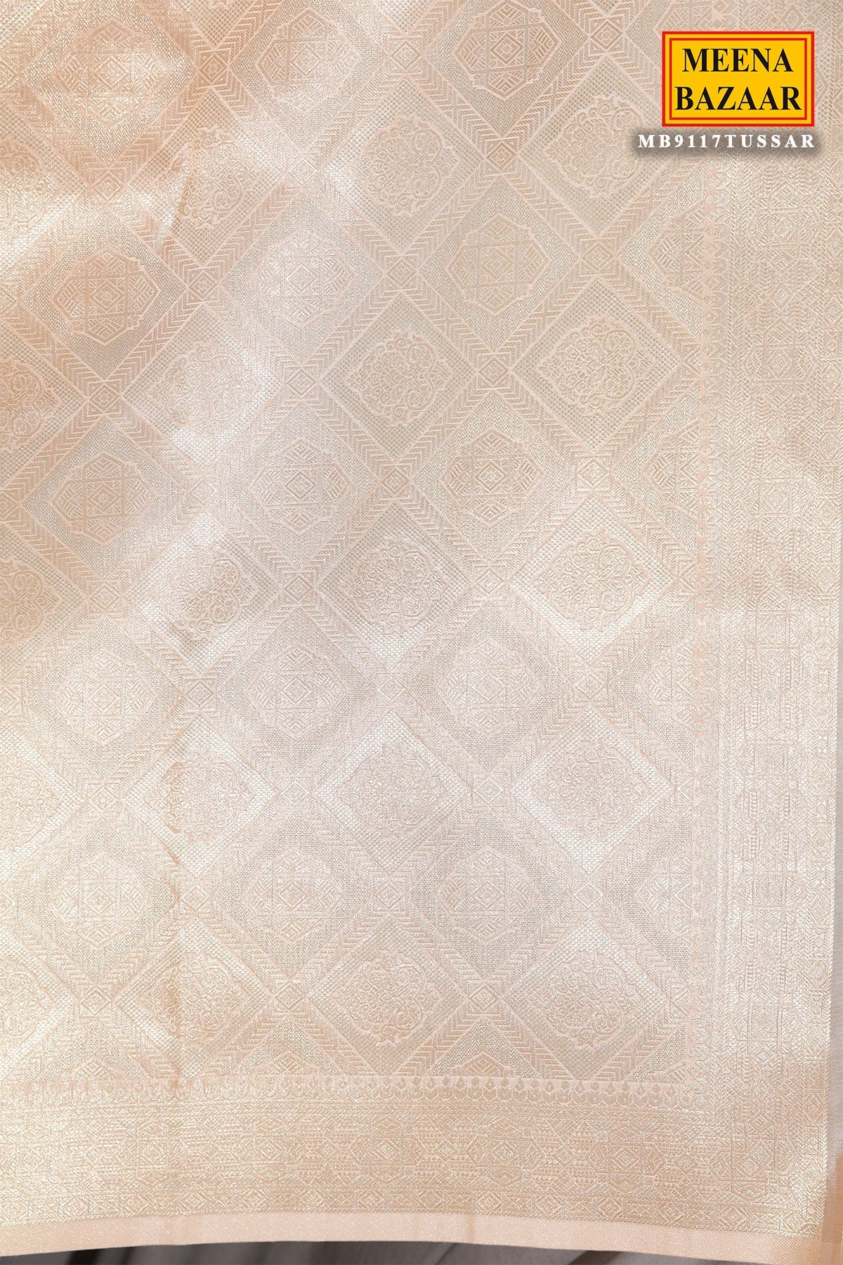 Light Peach Silk Zari Weaving Saree
