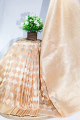 Light Peach Silk Zari Weaving Saree