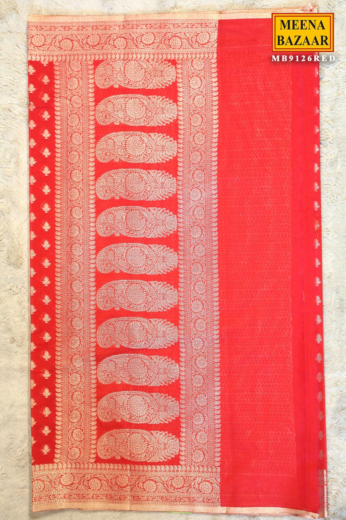 Red Organza Weaving Saree