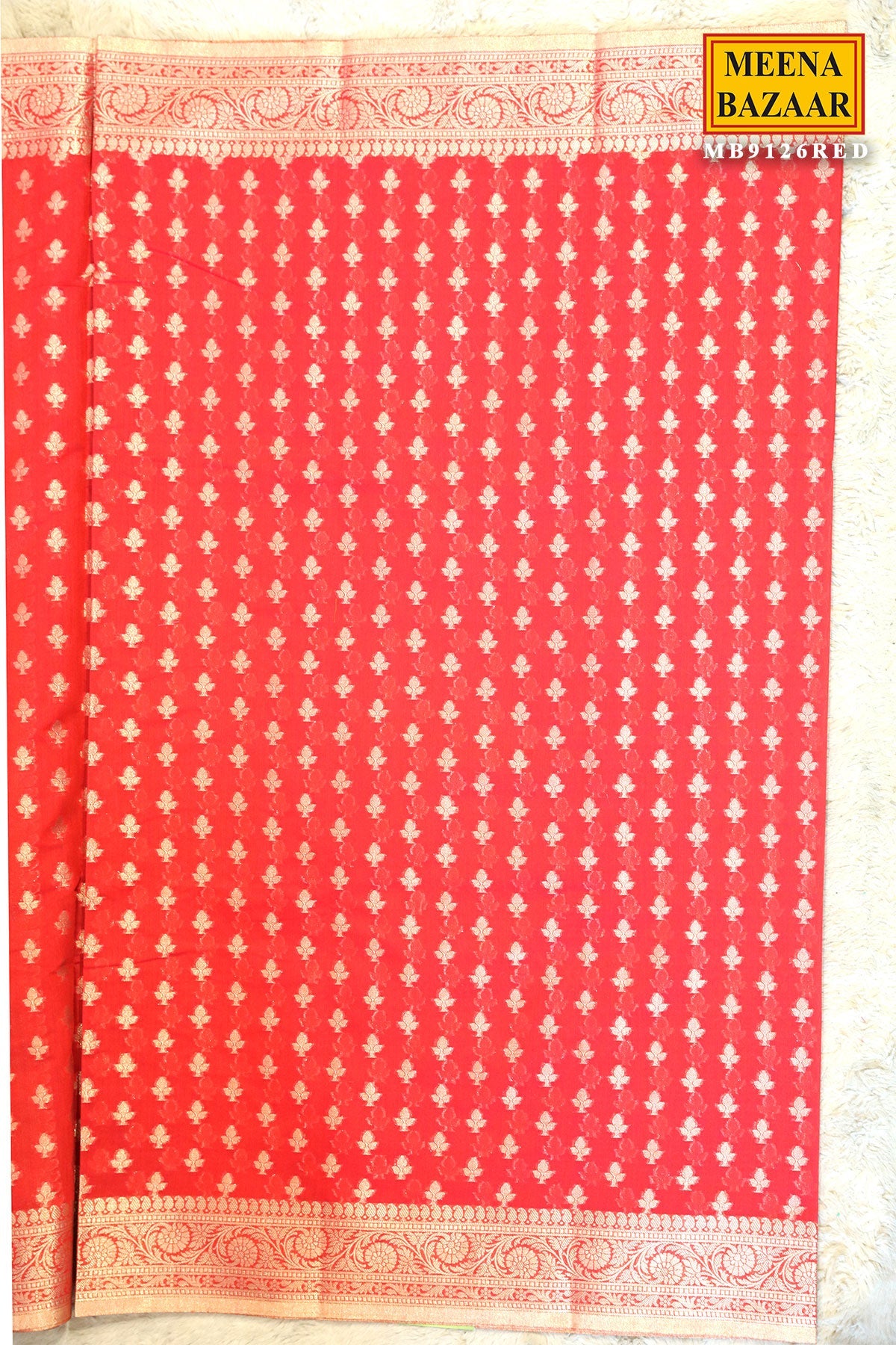 Red Organza Weaving Saree