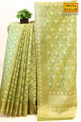 Pista Organza Weaving Saree