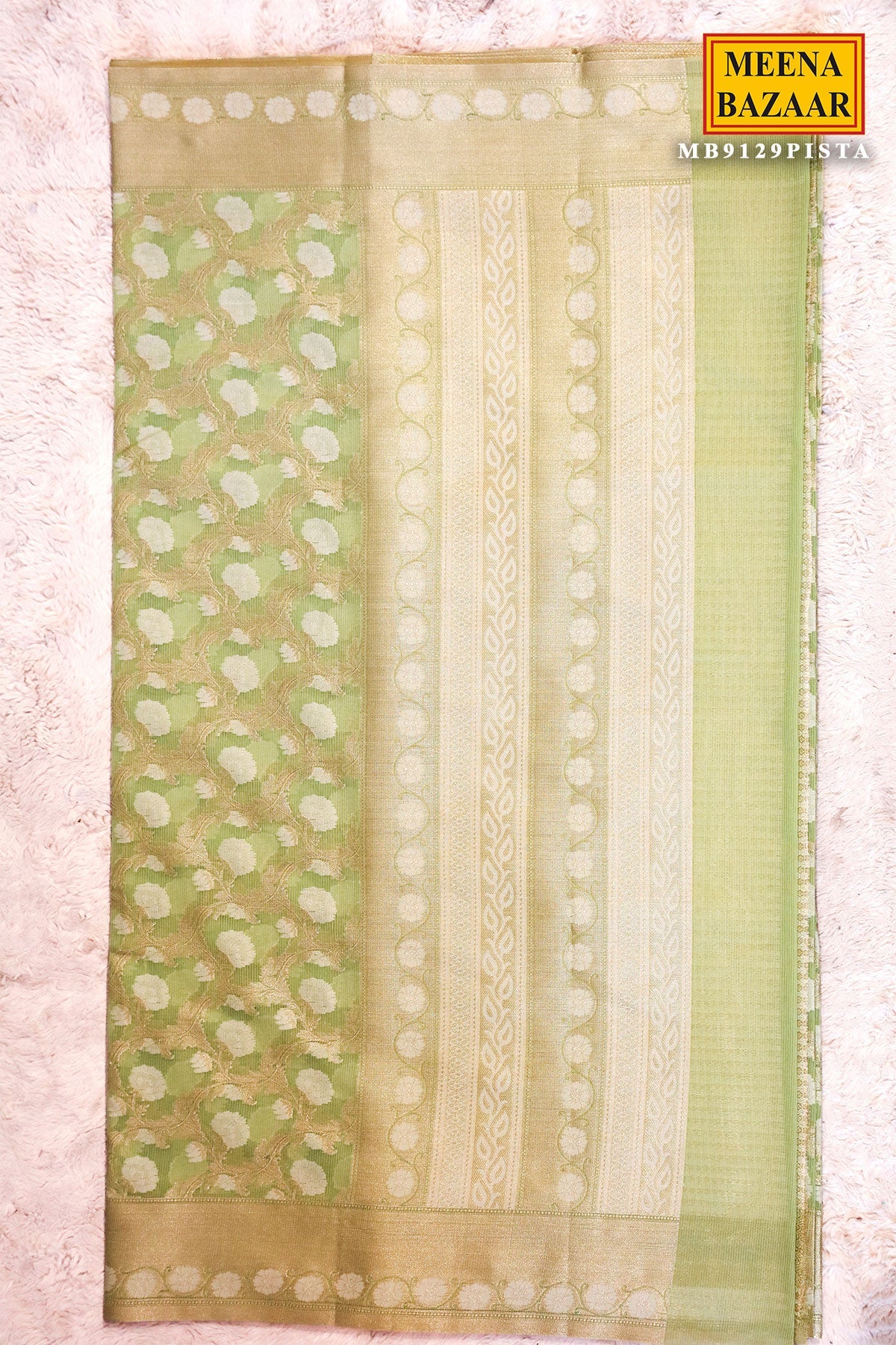 Pista Organza Weaving Saree