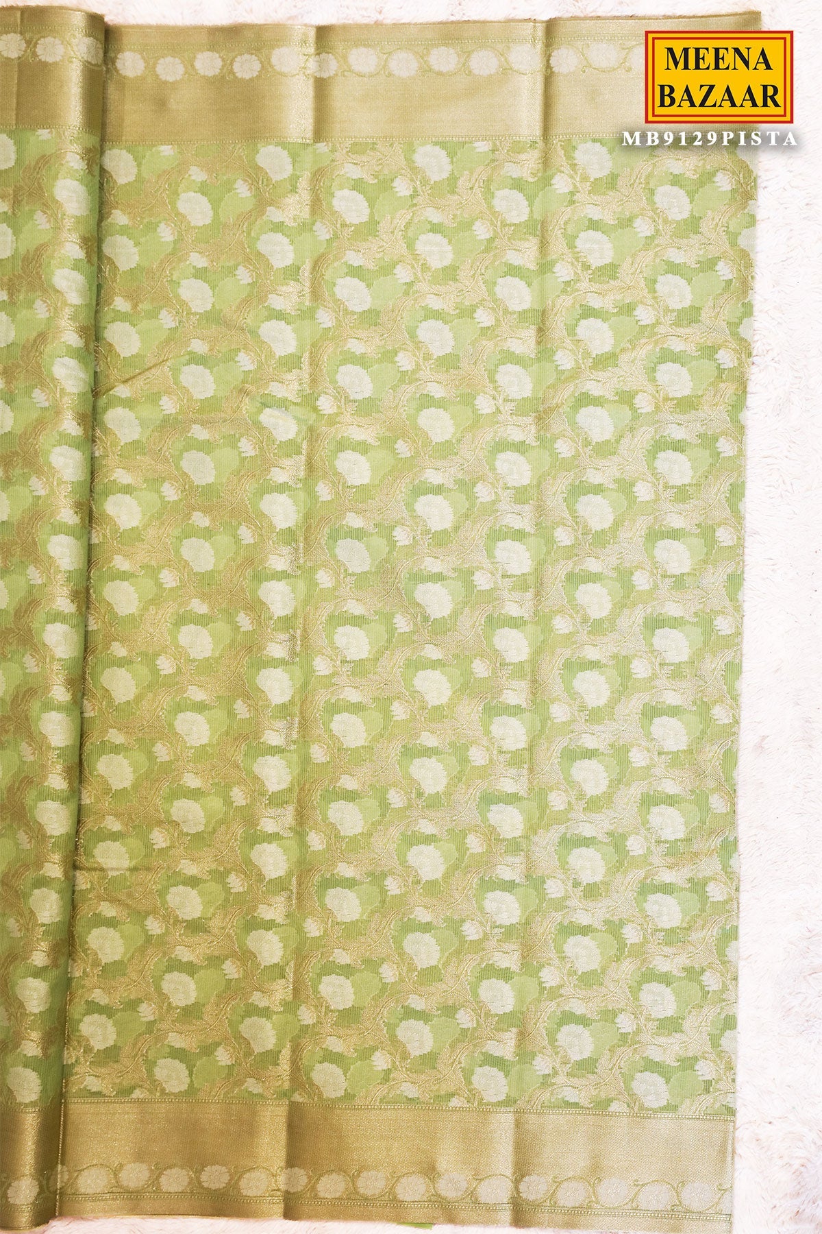 Pista Organza Weaving Saree