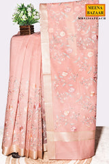 Peach Organza Resham Jaal Saree