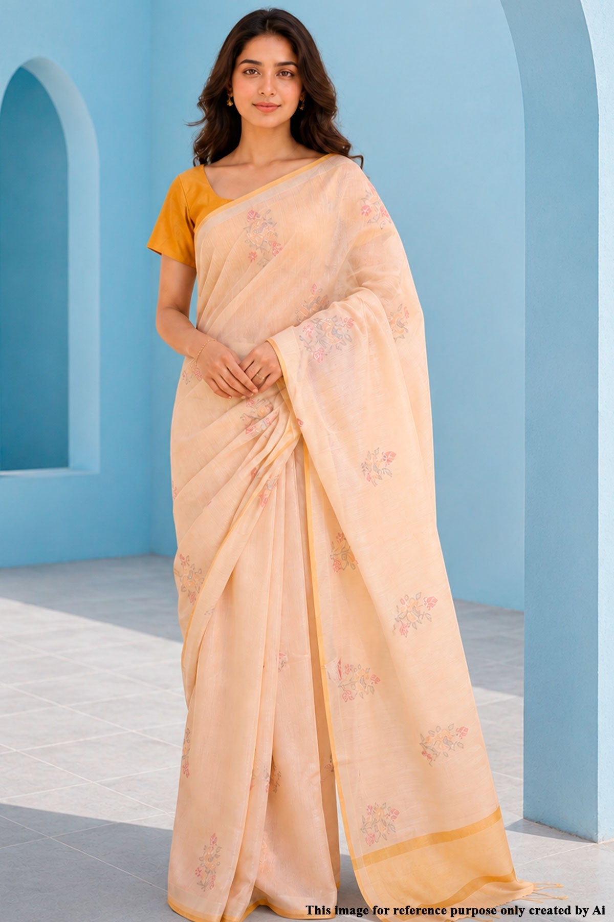 Mustard Cotton Embroidered Saree for Women - Elegant Ethnic & Festive Wear