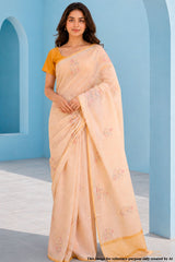 Mustard Cotton Embroidered Saree for Women - Elegant Ethnic & Festive Wear