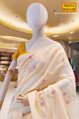 Mustard Cotton Embroidered Saree for Women - Elegant Ethnic & Festive Wear