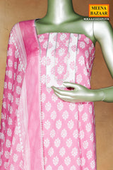 Pink Cotton Unstitched Suit with Embroidery Detail