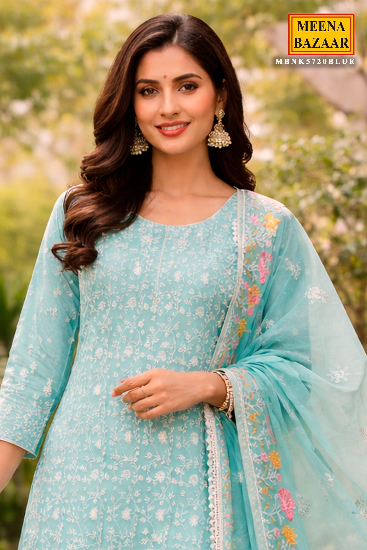 Ethereal Firozi Embroidered Kurta Set
