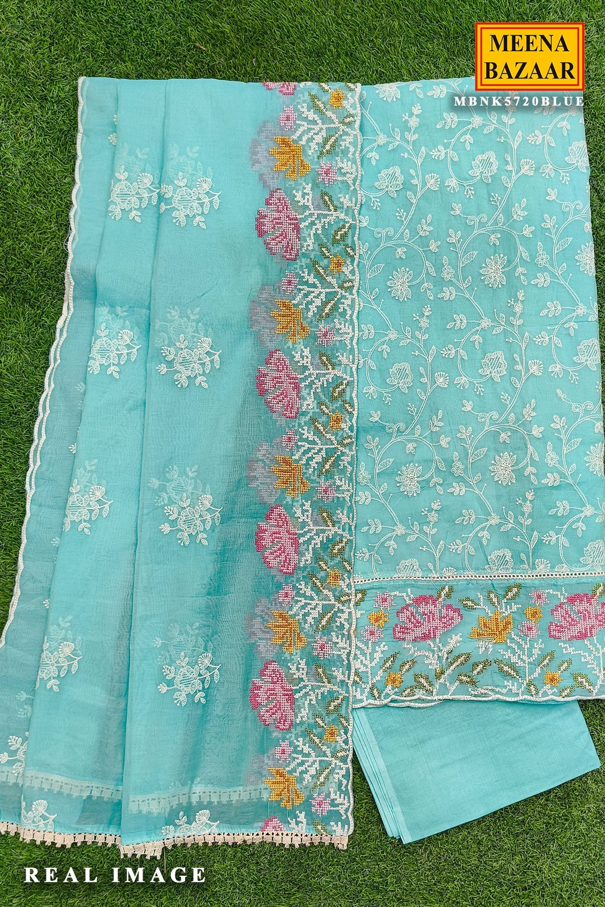Ethereal Firozi Embroidered Kurta Set