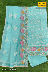 Ethereal Firozi Embroidered Kurta Set