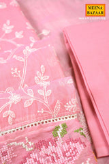 Pink Embroidered Suit Set with Dupatta