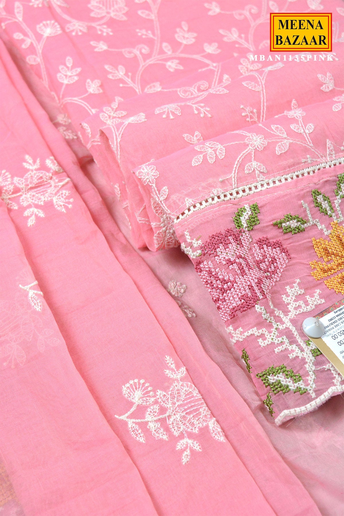 Pink Embroidered Suit Set with Dupatta