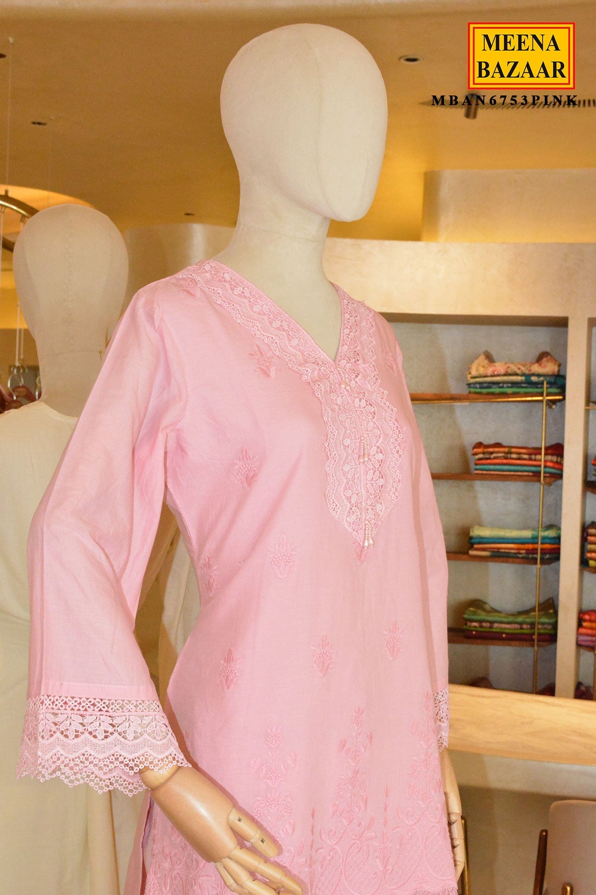 Pink Cotton Embroidered Co-Ord Set