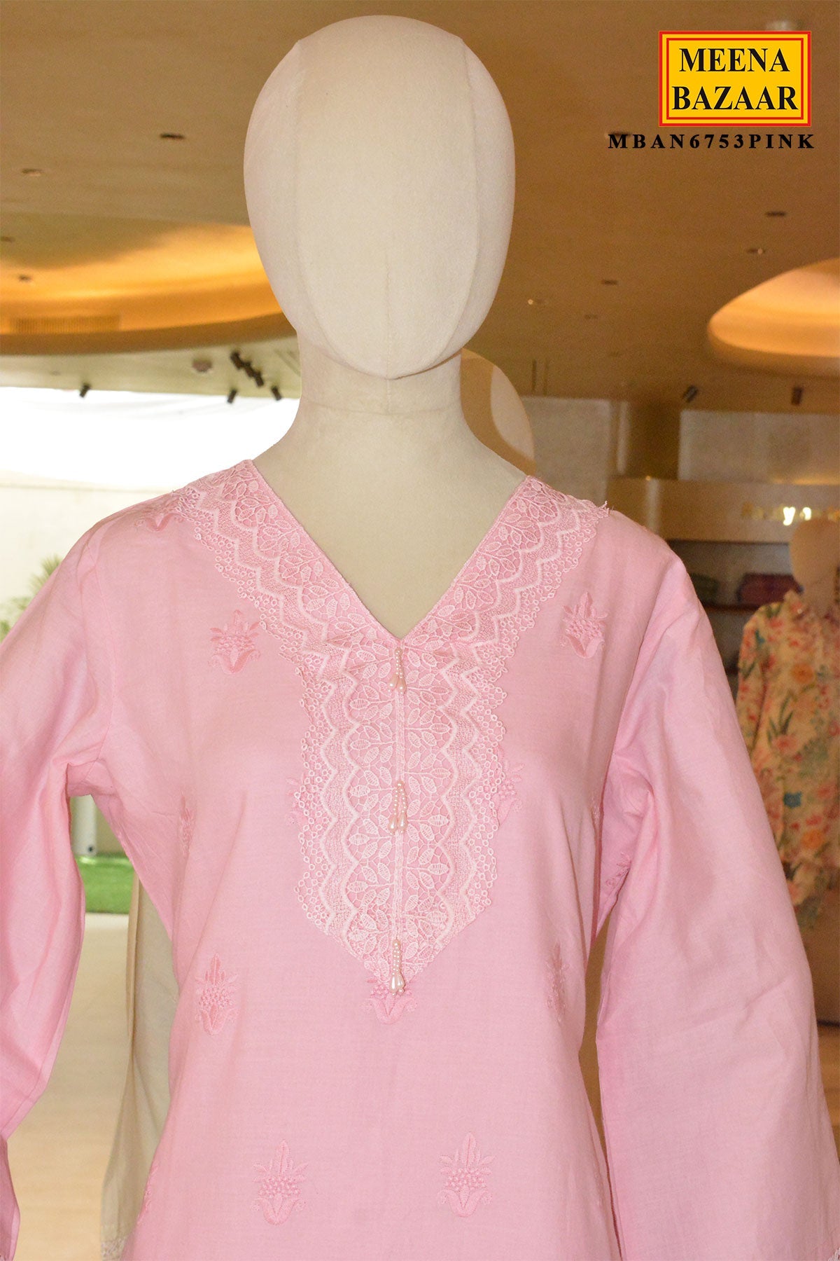 Pink Cotton Embroidered Co-Ord Set