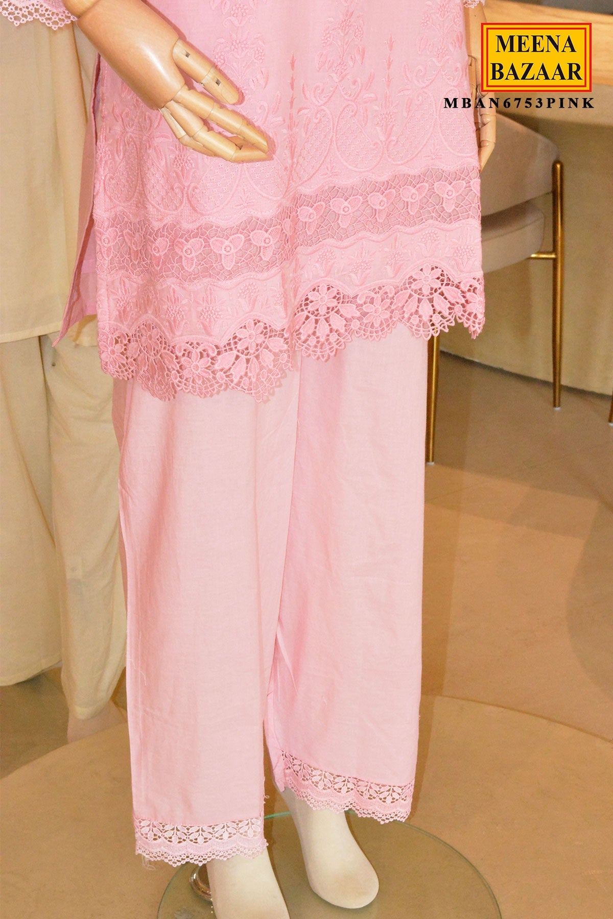 Pink Cotton Embroidered Co-Ord Set