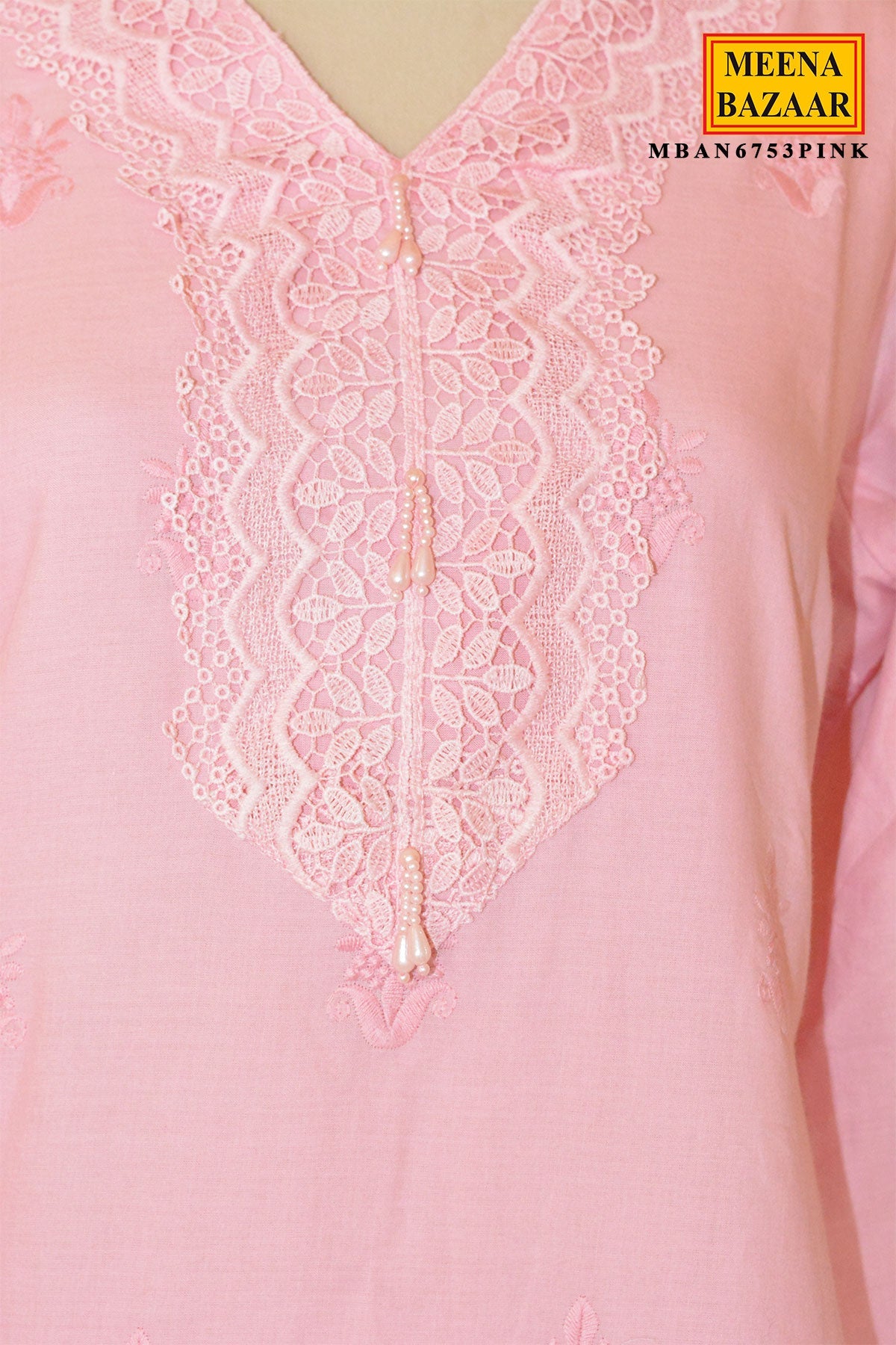 Pink Cotton Embroidered Co-Ord Set