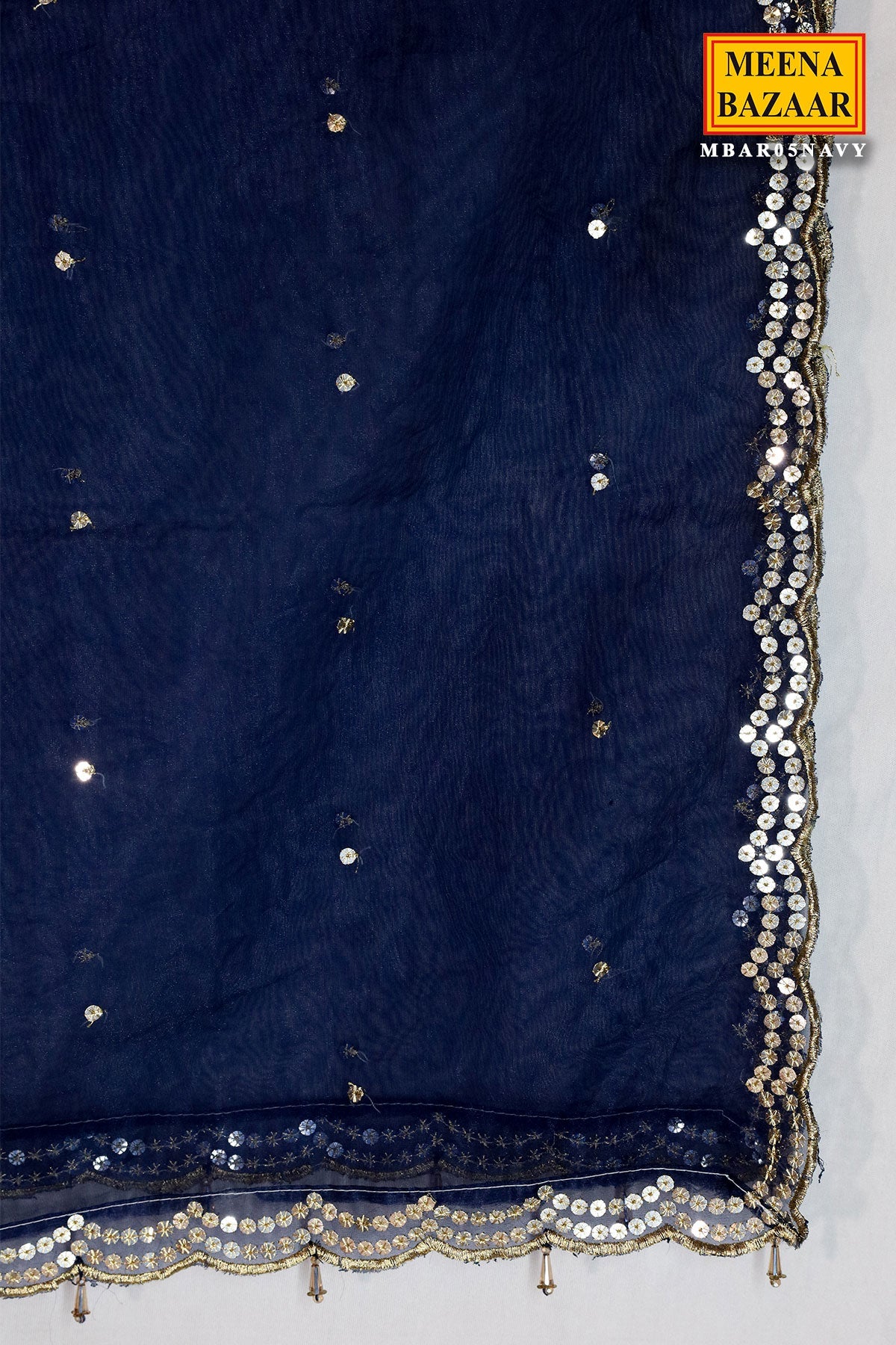 Navy Blue Georgette Zari & Sequins Embroidered Anarkali Styled Suit