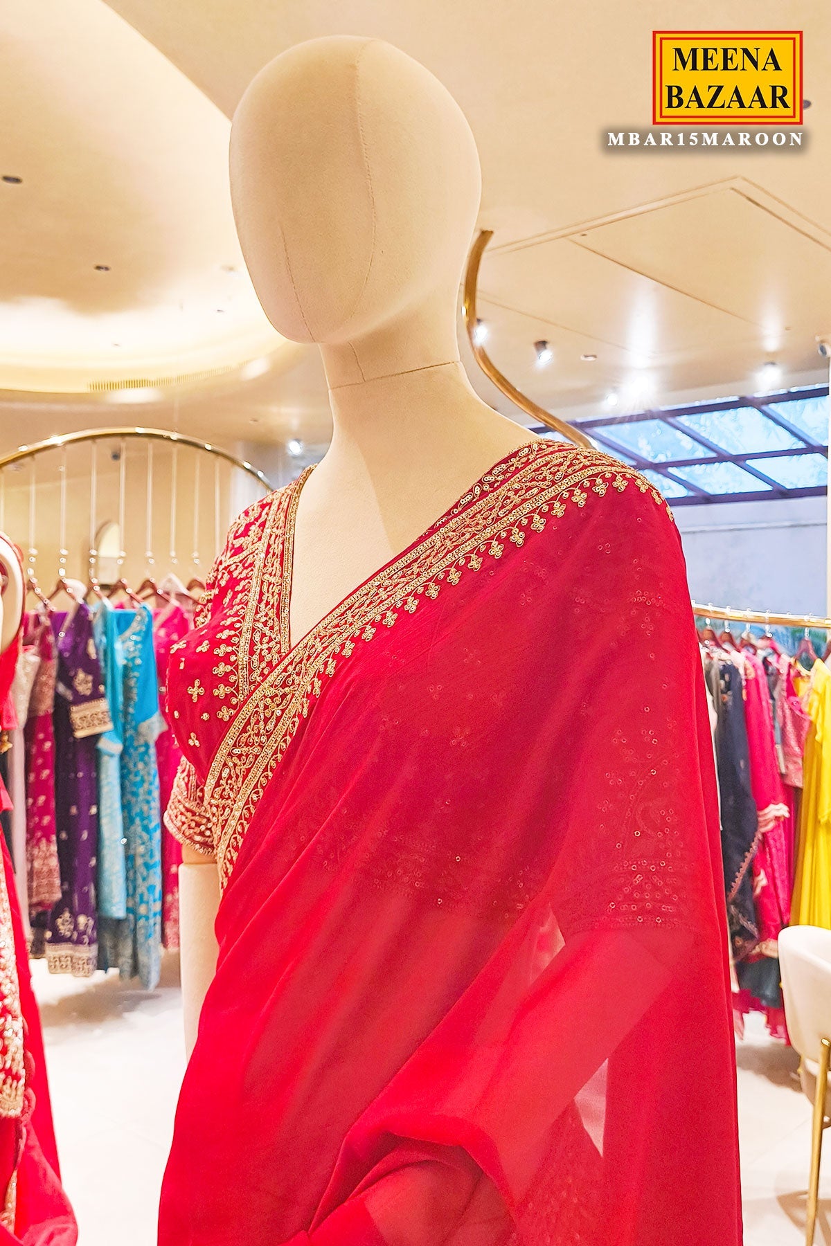 Maroon Festive Luxe Embroidered Saree