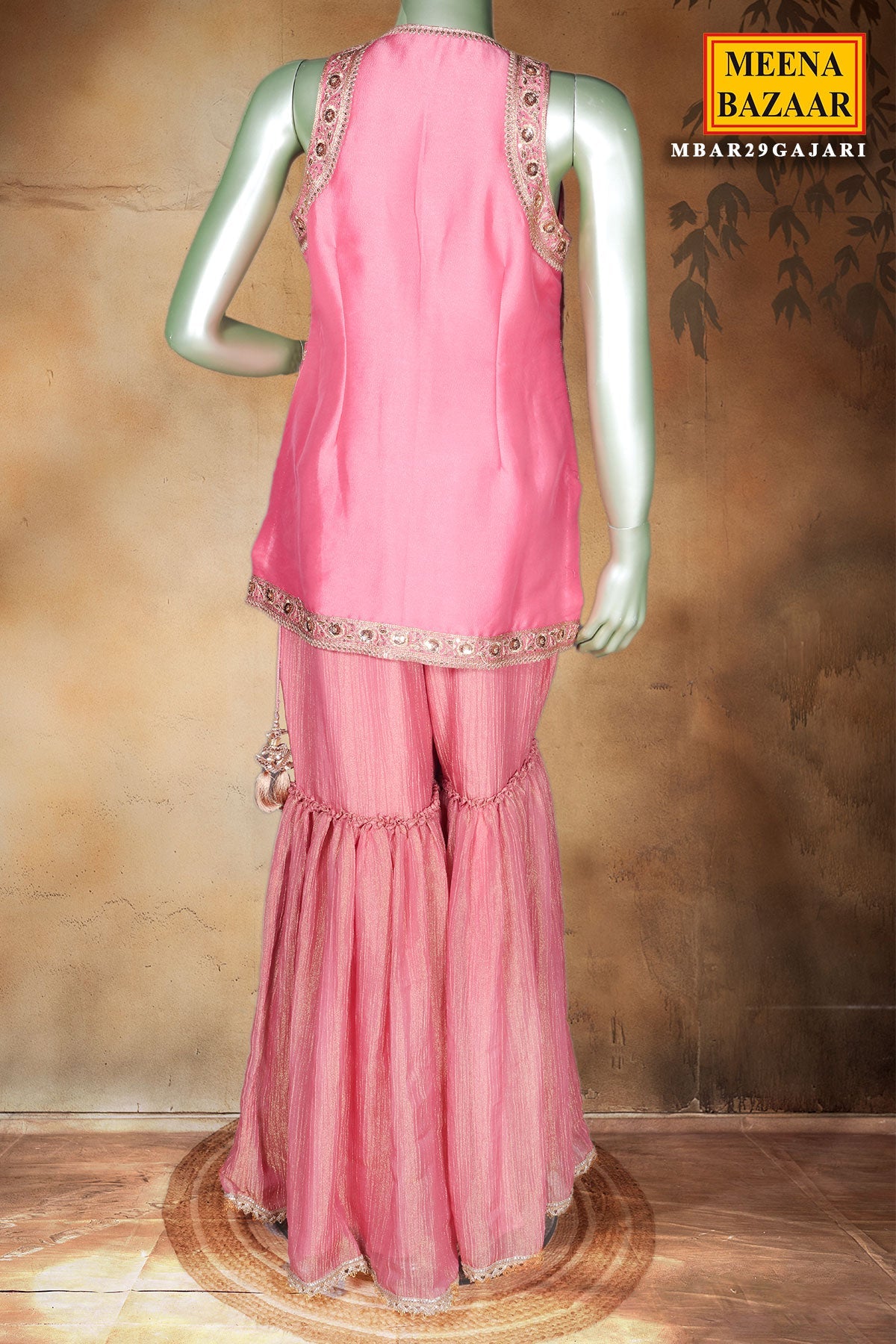 Gajari Embroidered Georgette Gharara Suit Set