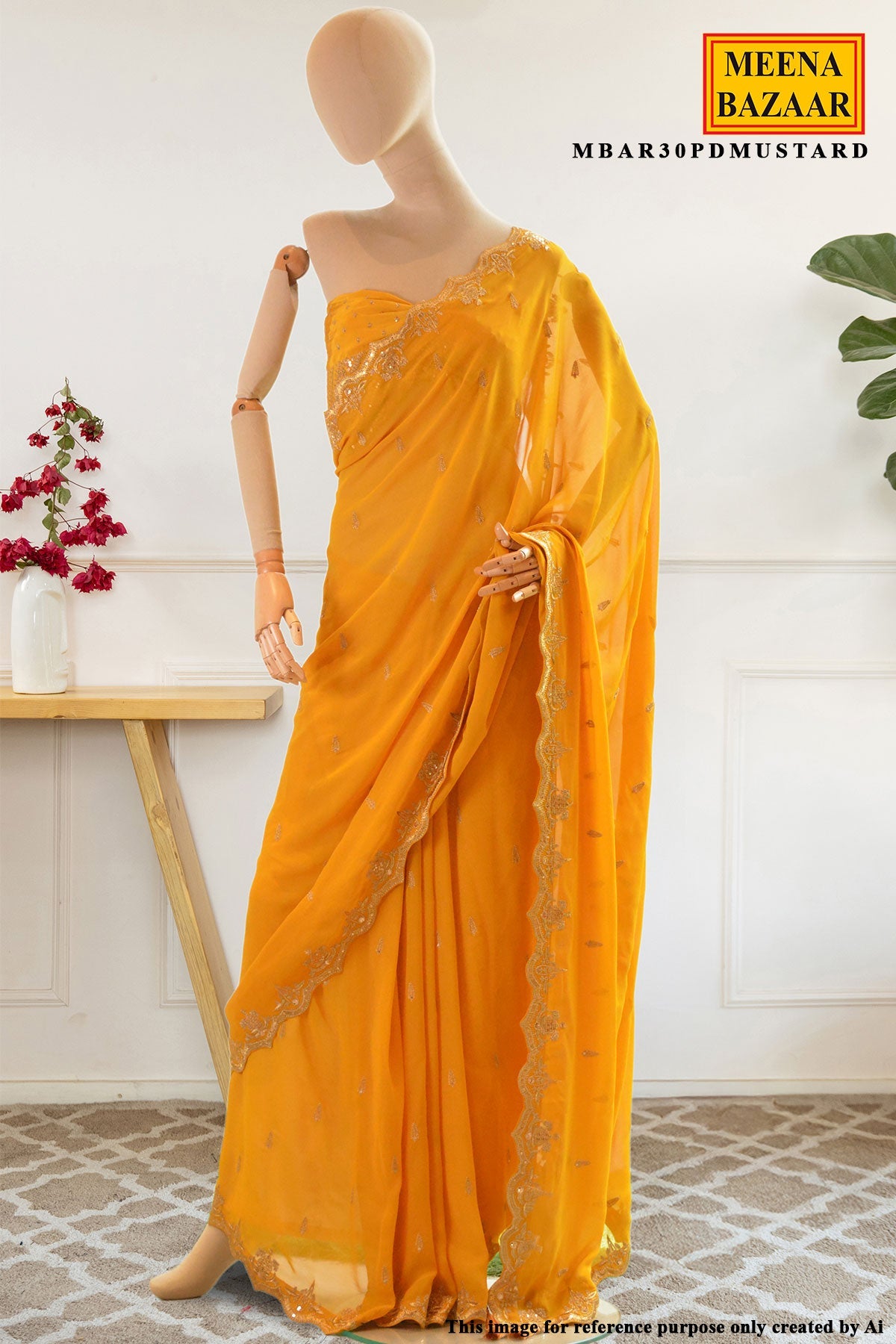 Mustard Embellished Saree
