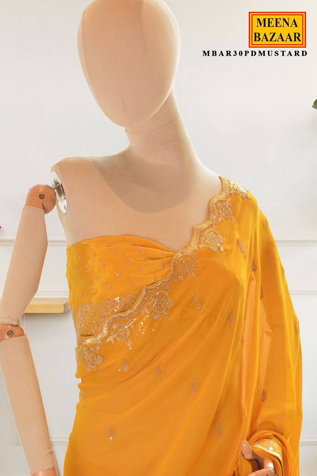 Mustard Embellished Saree
