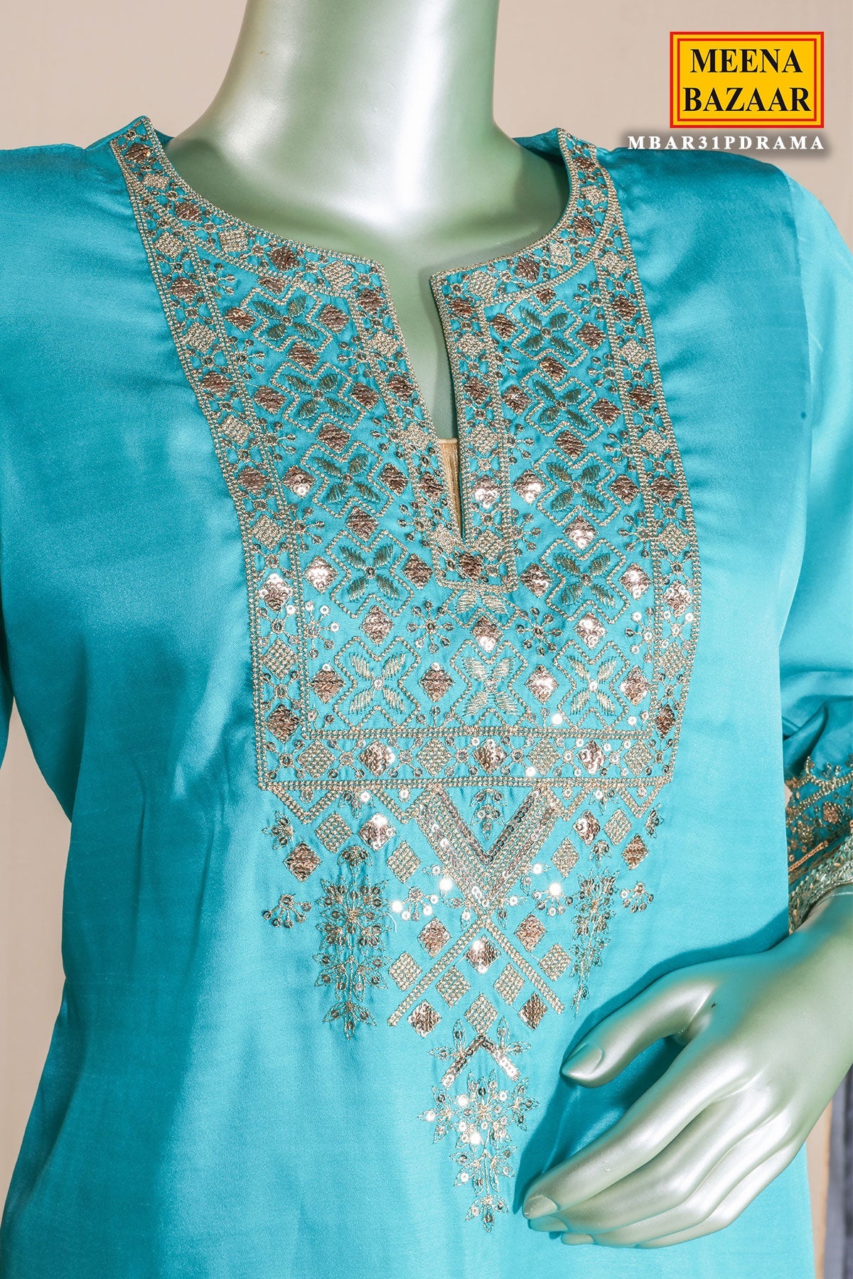 Rama Silk Ready made Suit with Elegant Embroidery