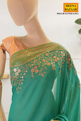 Rama Embellished Georgette Saree