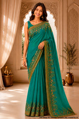 Rama Embellished Georgette Saree