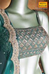 Green Silk Lehenga with Cut Dana, Zari & Sequin Work