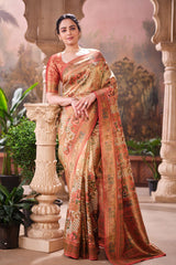 Rust Silk Weaving Saree Elegant Traditional & Festive Wear