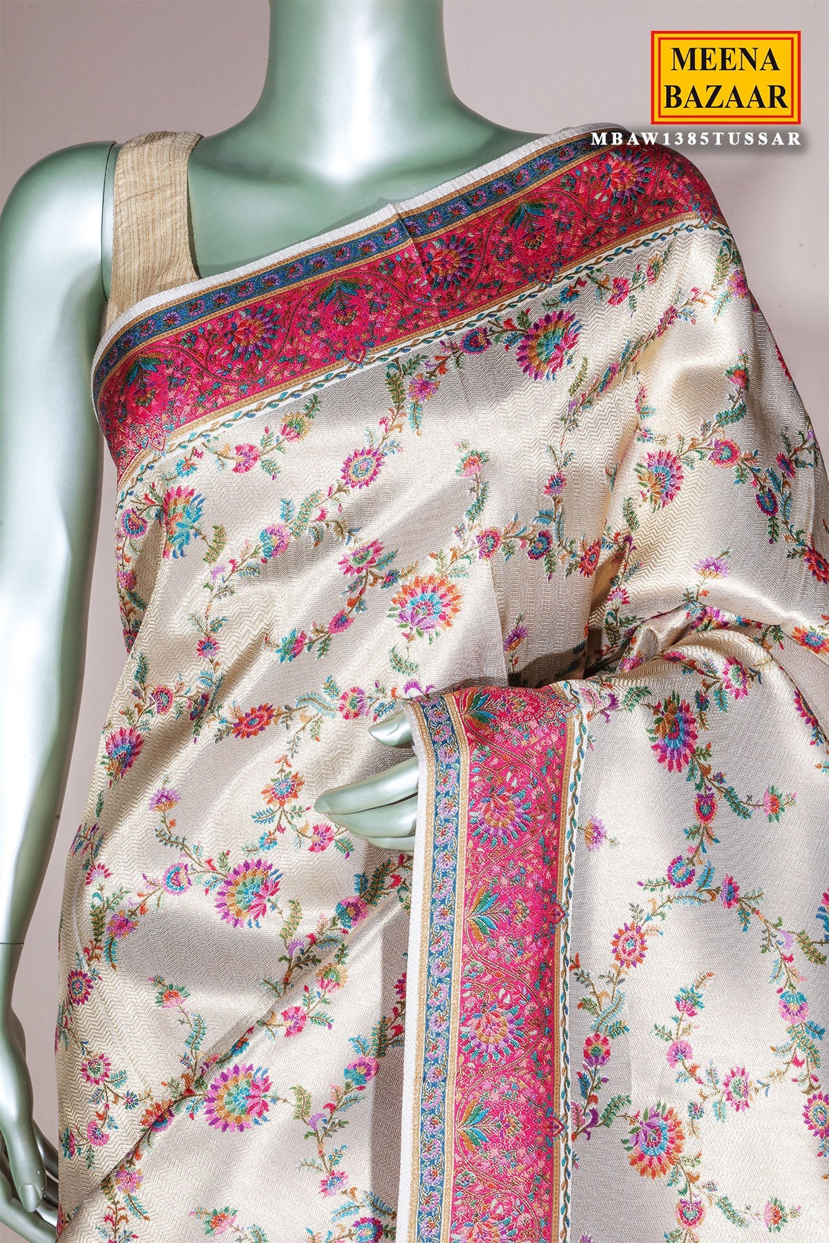 Tussar Silk Saree with Traditional Woven Design
