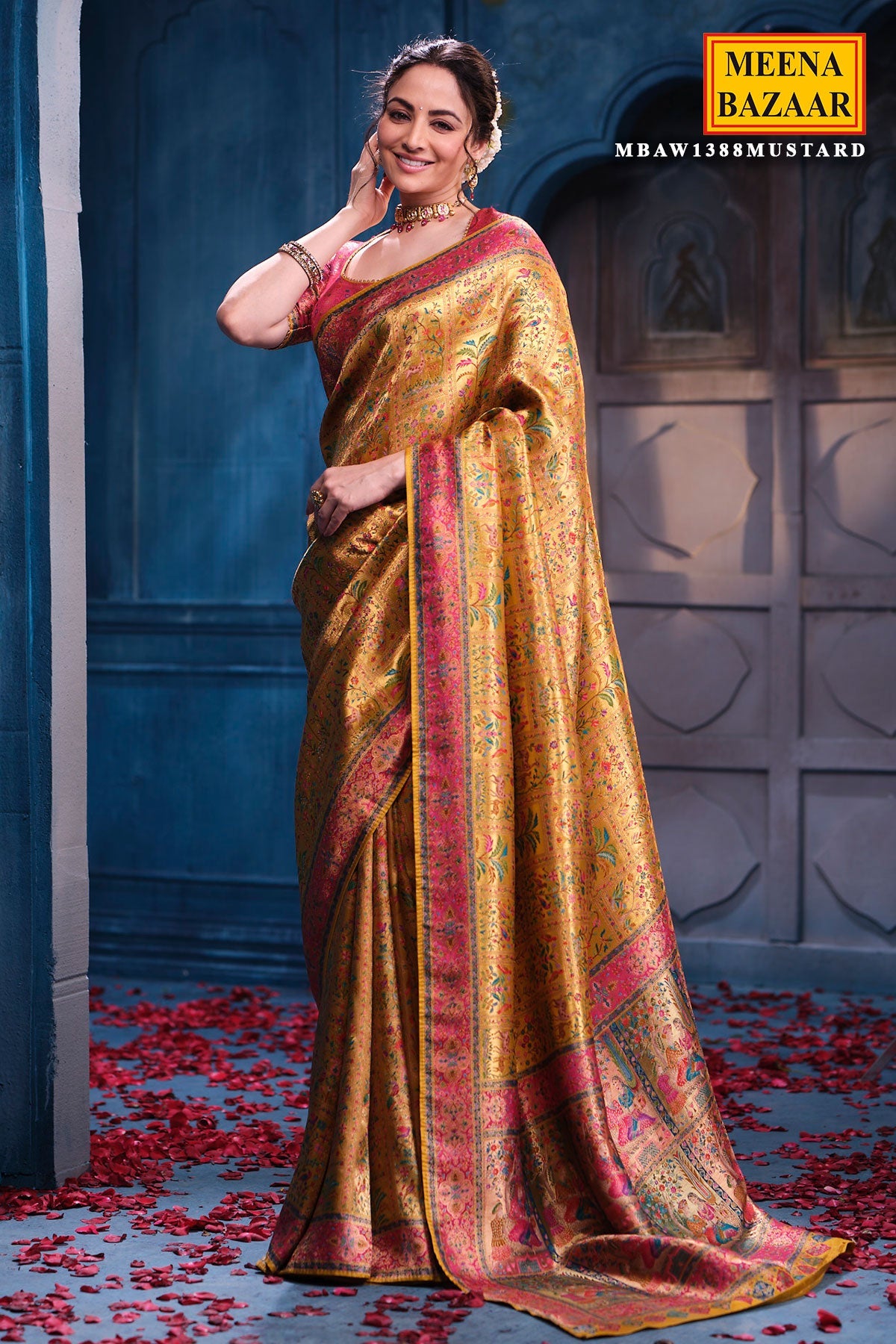 Mustard Silk Weaving Saree Traditional Festive & Wedding Wear