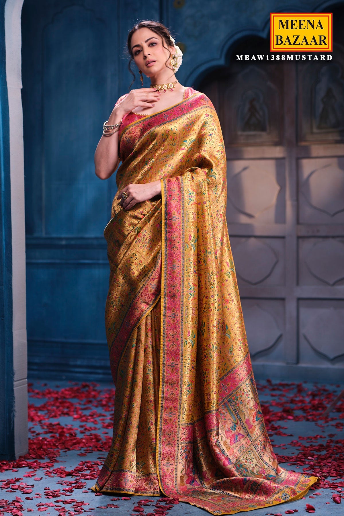Mustard Silk Weaving Saree Traditional Festive & Wedding Wear