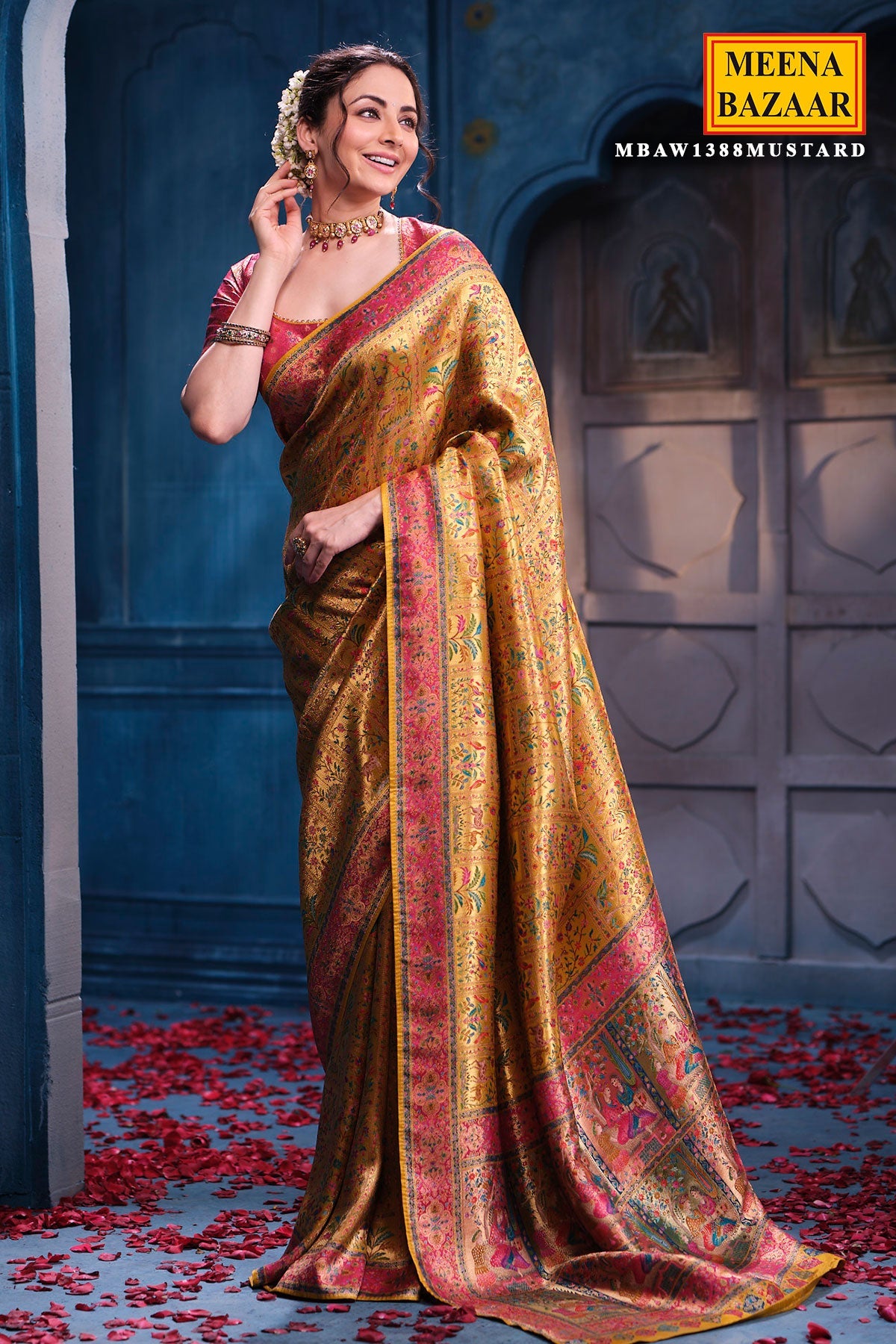 Mustard Silk Weaving Saree Traditional Festive & Wedding Wear