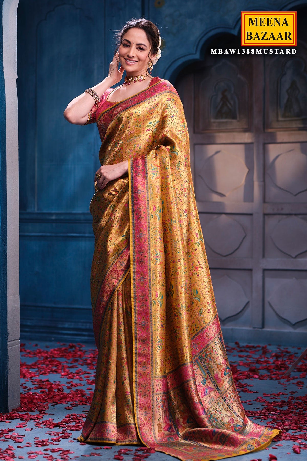 Mustard Silk Weaving Saree Traditional Festive & Wedding Wear