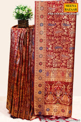Bam Bam Maroon Silk Weaving Jaal Saree